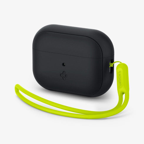 ACS05479 - Apple AirPods Pro 2 Case Silicone Fit + strap in black showing the front and side with strap